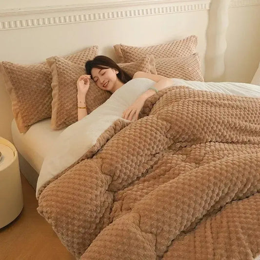 Couverture Matelassée Gaufrette Crème de Café