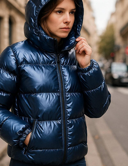 Doudoune Métalique Bleu Éclat