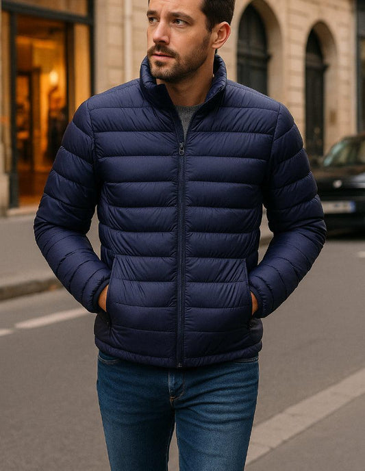 Doudoune Matelassée Légère en Bleu-Marine Chic