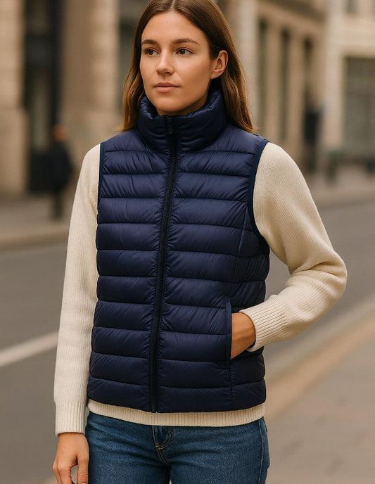 Doudoune Sans Manche Femme - Élégance Bleu Marine