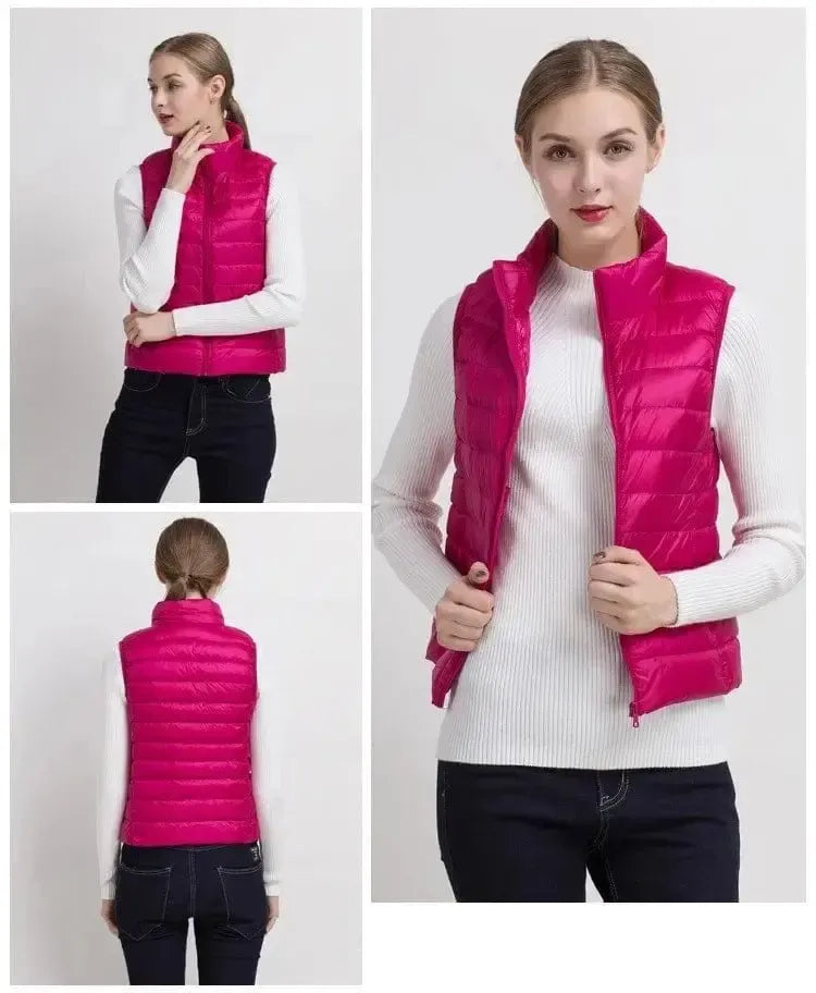 Doudoune sans manches Femme Rose Élégance