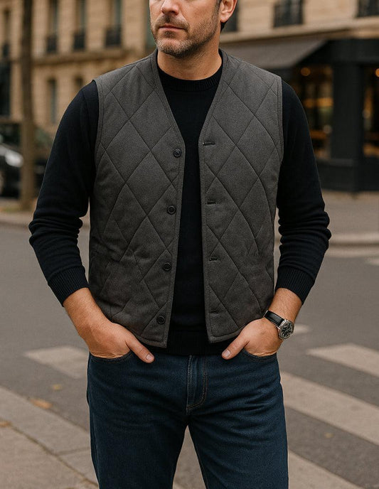 Gilet sans manche gris pour homme - Élégance Décontractée