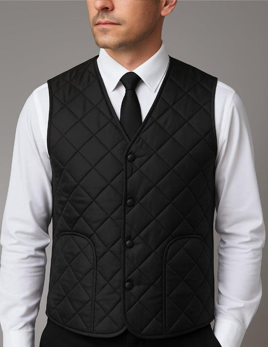 Gilet Matelassé Noir Élégance