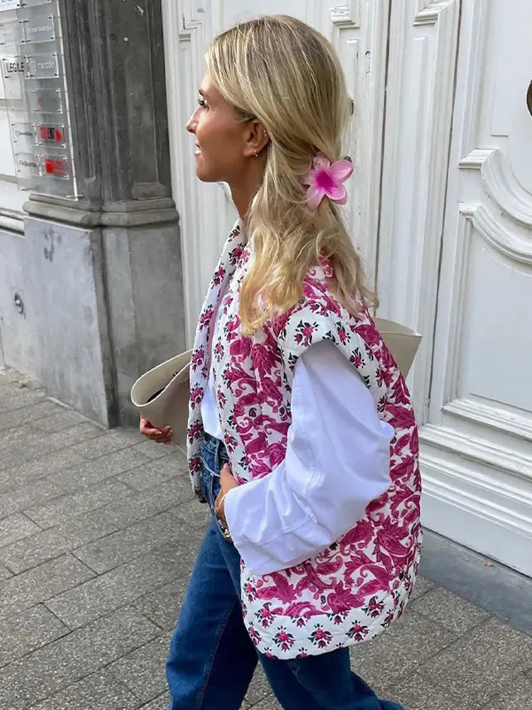 Gilet Matelassé Sans Manche en Coton Élévé