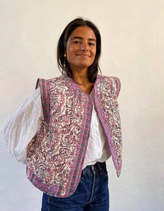 Gilet Matelassé Sans Manche Éclat Floral