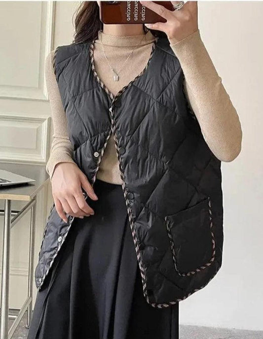 Gilet Noir Élégance Sans Manches Femme