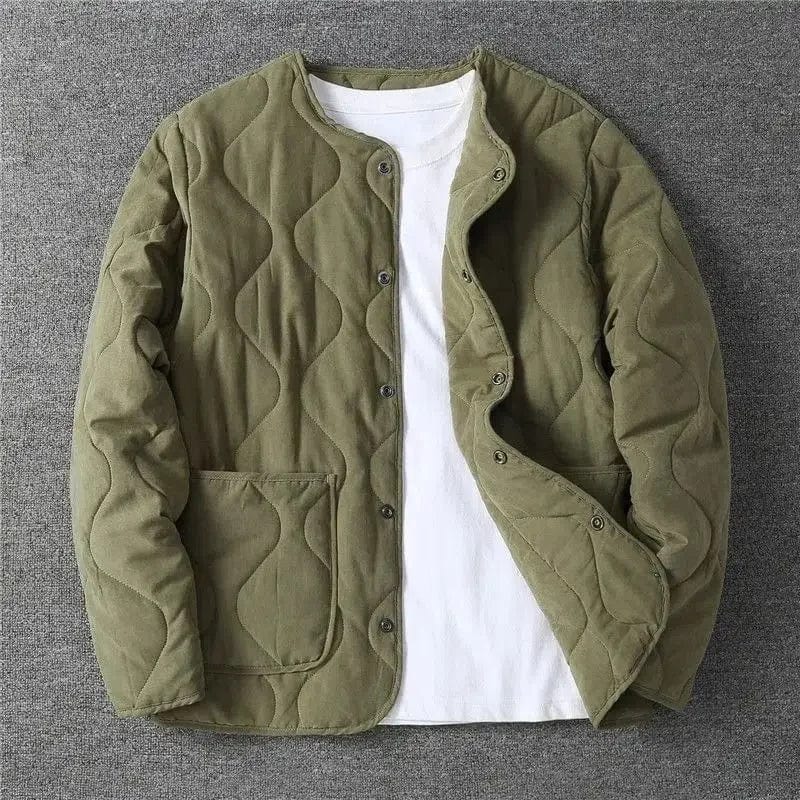 Veste Matelassée Kaki Sans Col