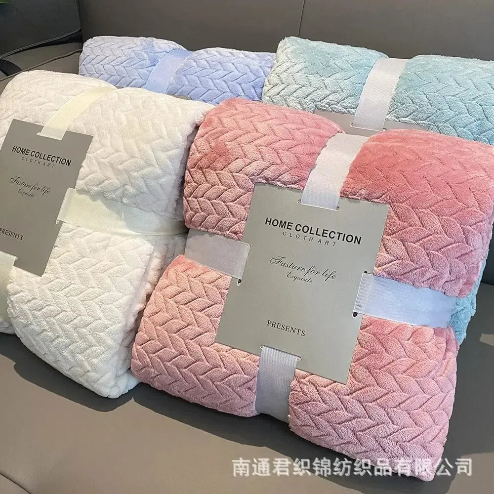 Canapé Bleu Sky au Plaid Matelassé Élégant