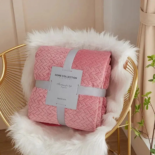 Plaid Matelassé Douceur Rose Poudrée pour Canapé