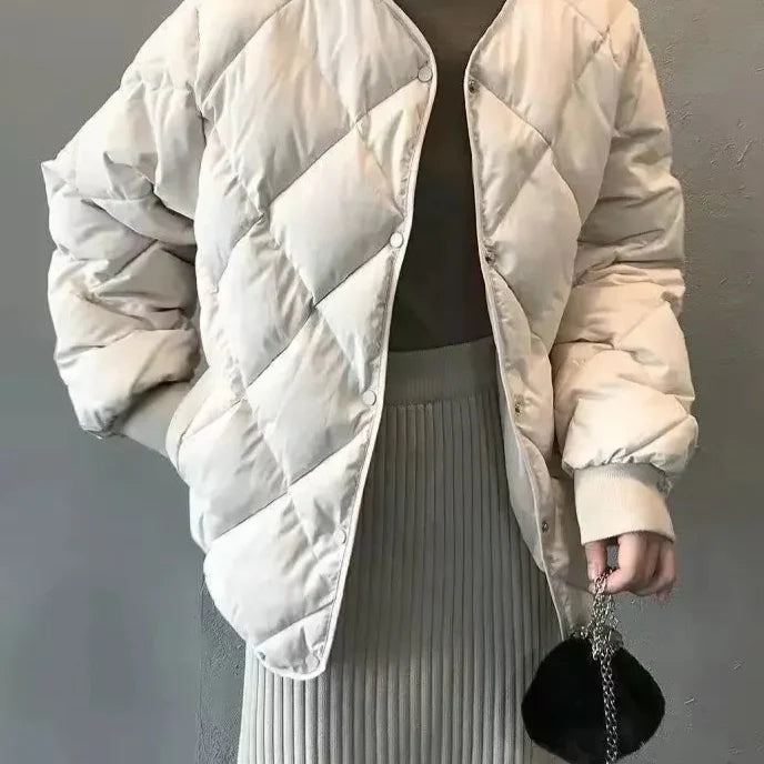 Manteau Matelassé Femme en Motif Losange Élégant
