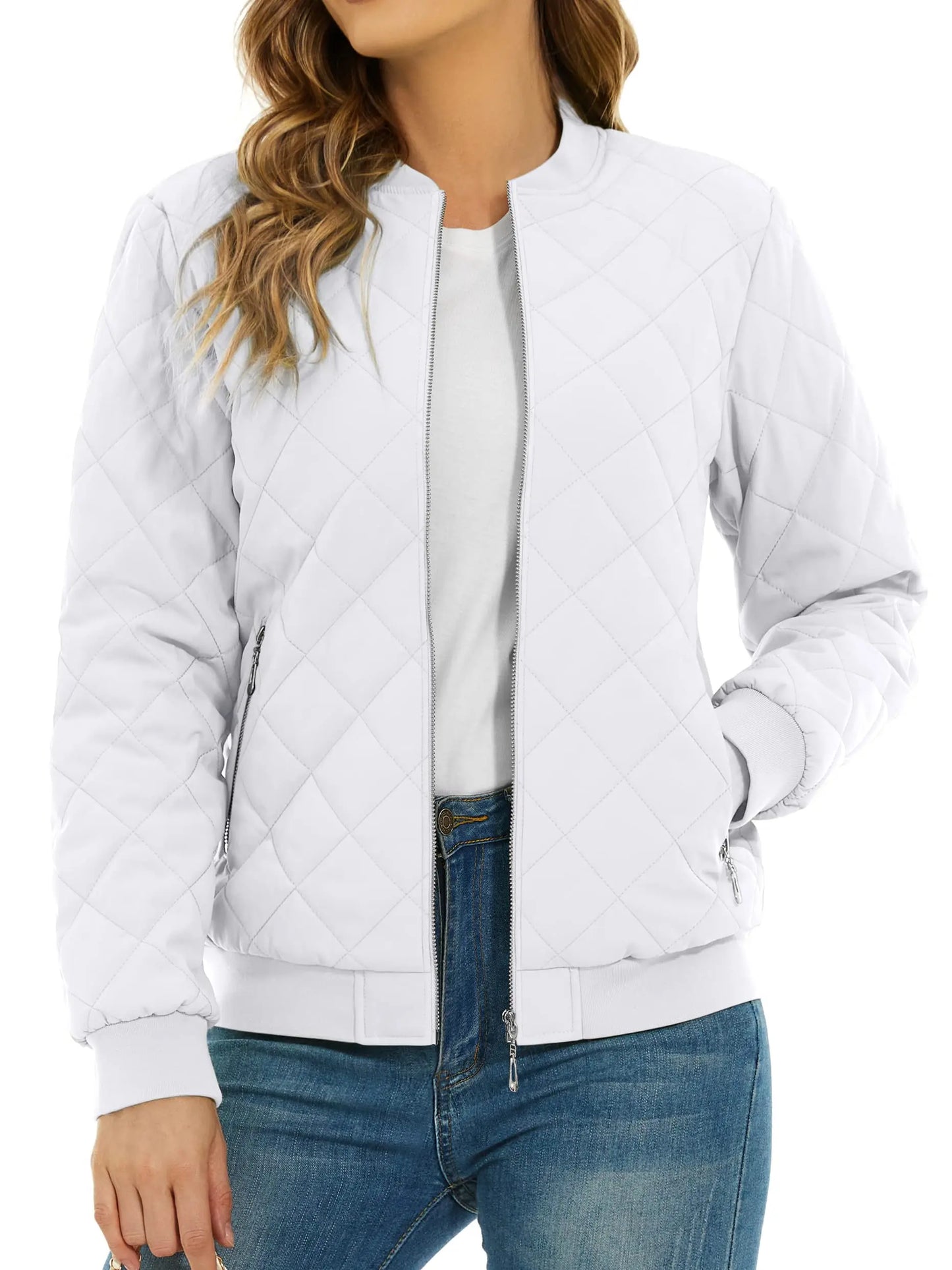Veste Bomber Femme Éclatante en Blanc