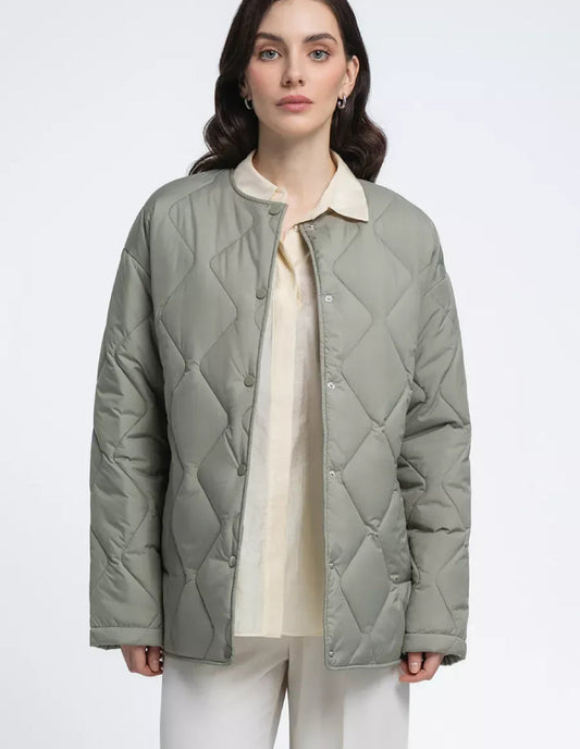 Blouson Matelassé Femme Kaki Élégance