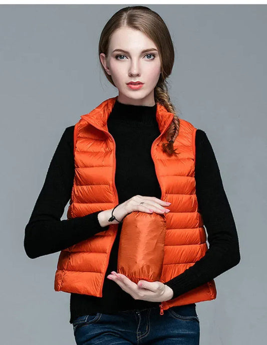 Doudoune Sans Manches Orange Femme Éclatante