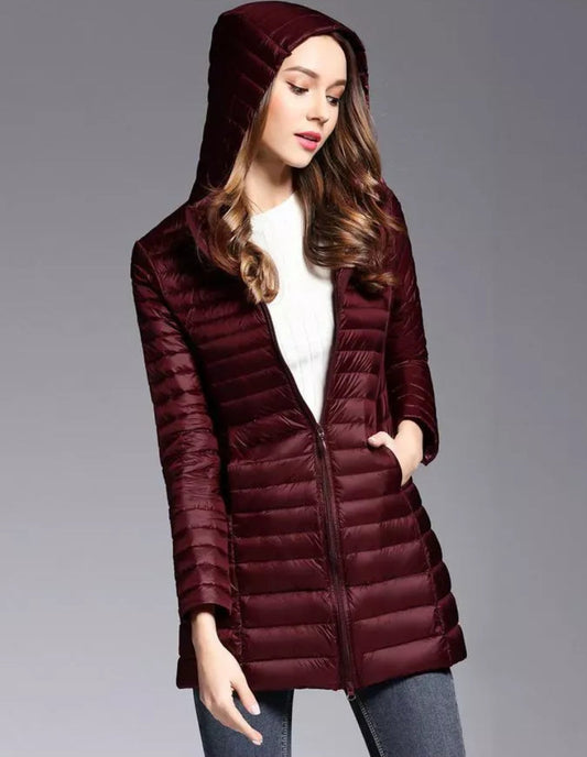 Doudoune Longue Bordeaux Femme Élégance Urbane