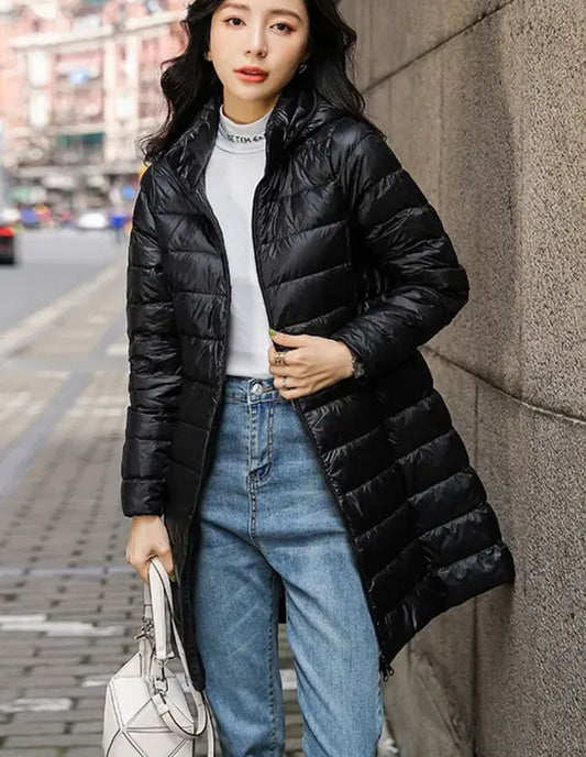 Doudoune Longue Noire Femme Élégance