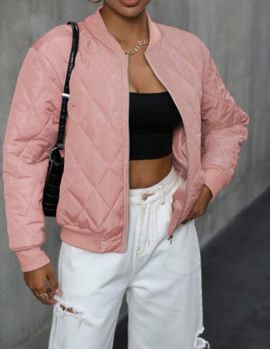 Veste Bomber Femme Rose Élégante
