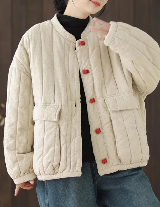 Blouson Matelassé Femme Beige Chic