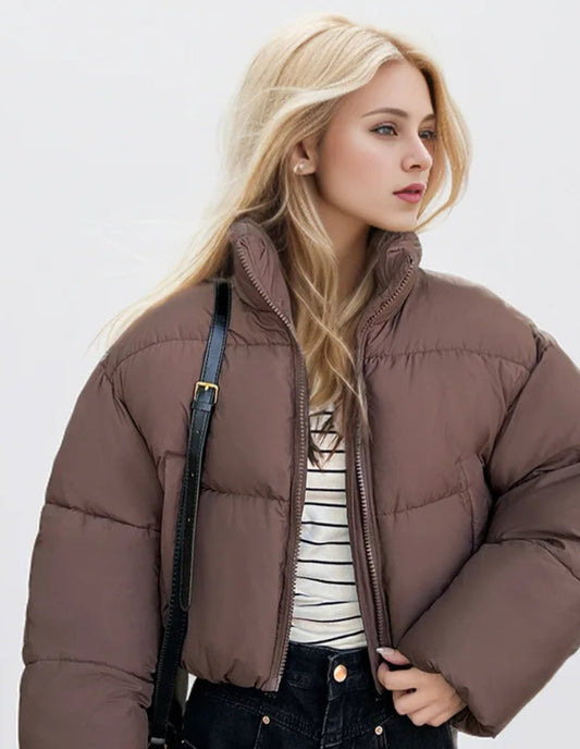 Doudoune courte marron tendance pour femmes
