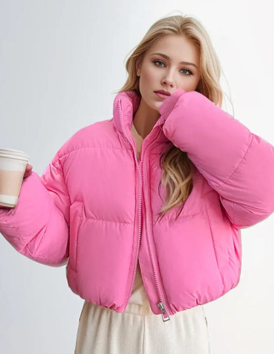 Doudoune Femme Rose Courte Élégance
