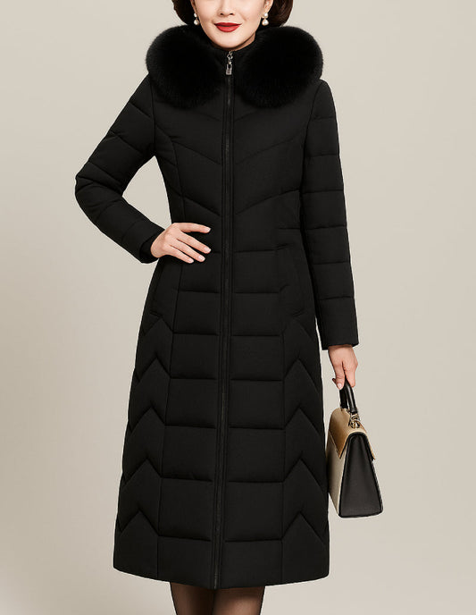 Parka Femme Luxe à Col Fourrure