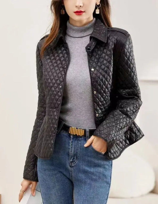 Veste en cuir matelassée pour femme - Élégance et confort