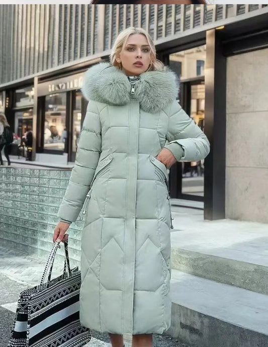 Parka Femme Élégance Verte à Fourrure