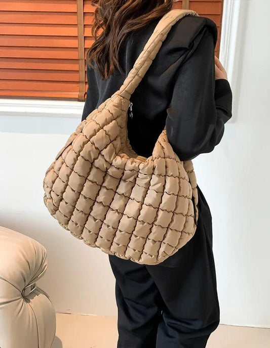Sac matelassé en cuir marron chic