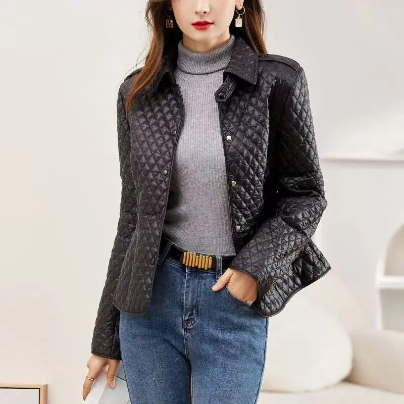 Veste en cuir matelassée pour femme - Élégance et confort