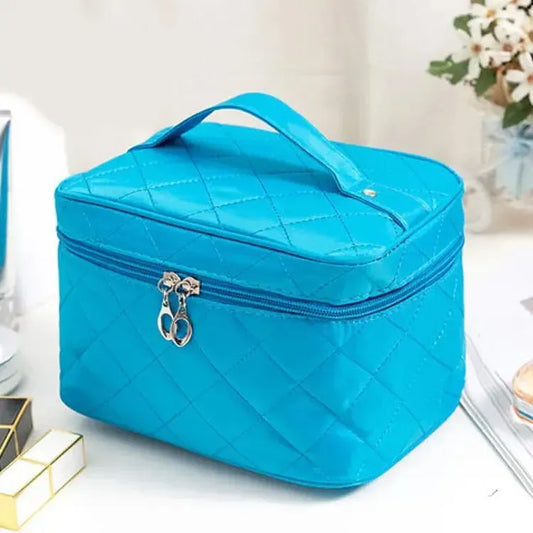 Trousse de Maquillage Matelassée Bleu Élégance