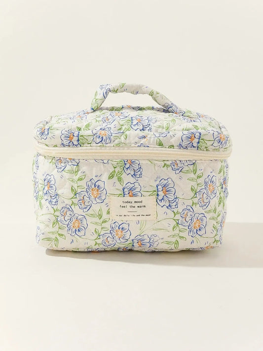 Trousse de Toilette Matelassée Fleurie Élégance