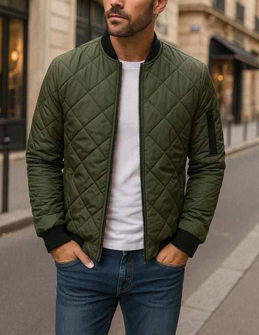 Veste Matelassée Homme Kaki Élégance