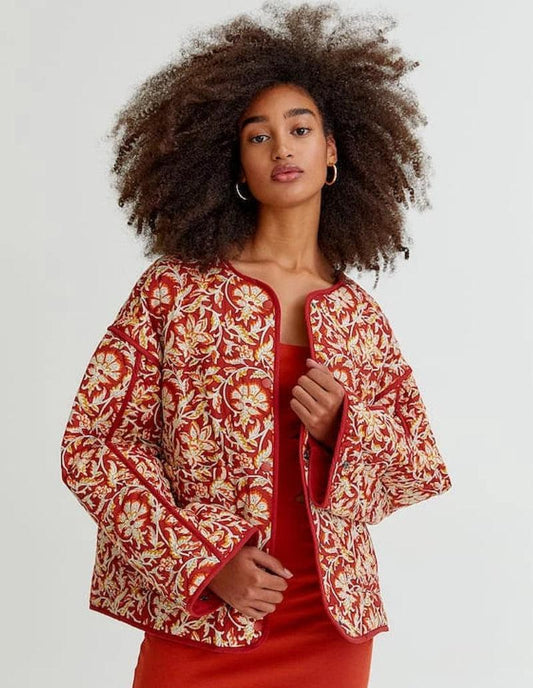 Veste Matelassée Éclatante Rouge pour Femme