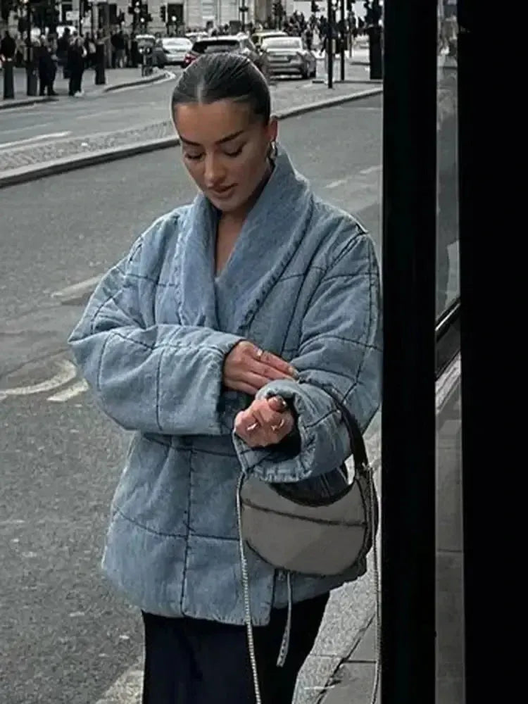 Veste en jean matelassée tendance
