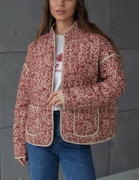 Veste Matelassée Légère Fleurie pour Femme - Élégance Printanière