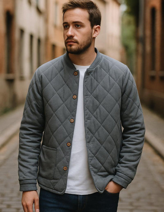 Veste Matelassée Loose Gris Élégance