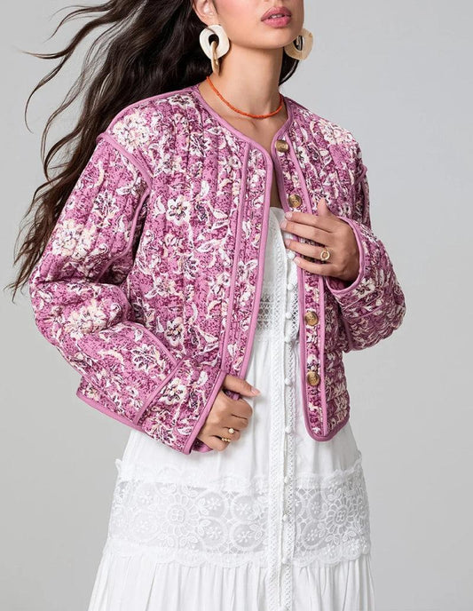 Veste Matelassée Rose Élégance